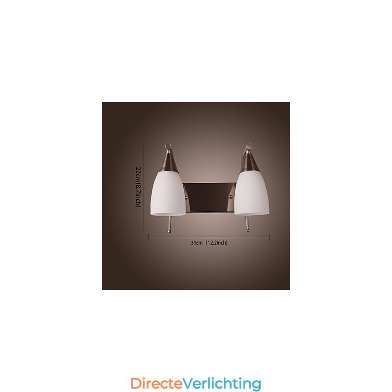 2-lichts wandlamp in witte kap