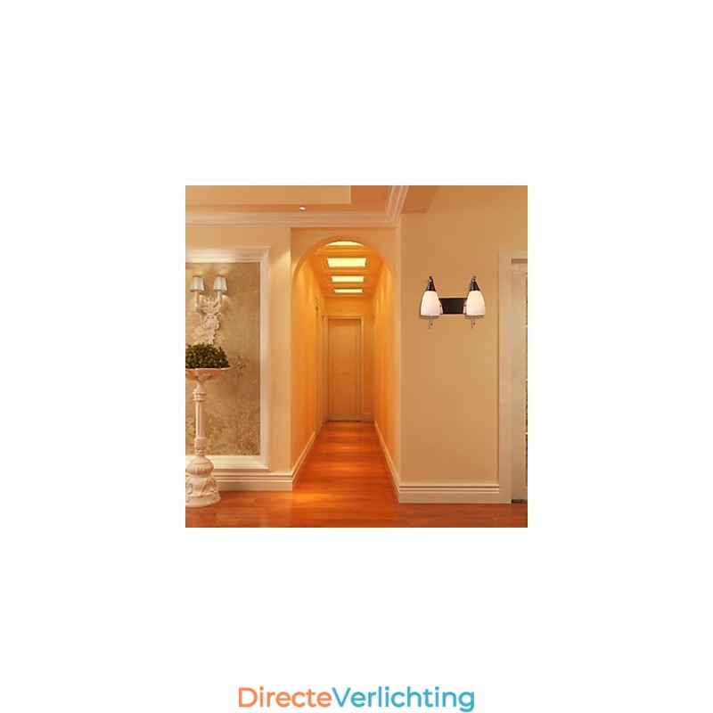 2-lichts wandlamp in witte kap