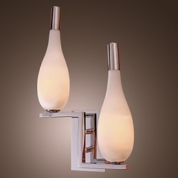 Kristallen wandlamp met 2 lampen in flesvormige kap