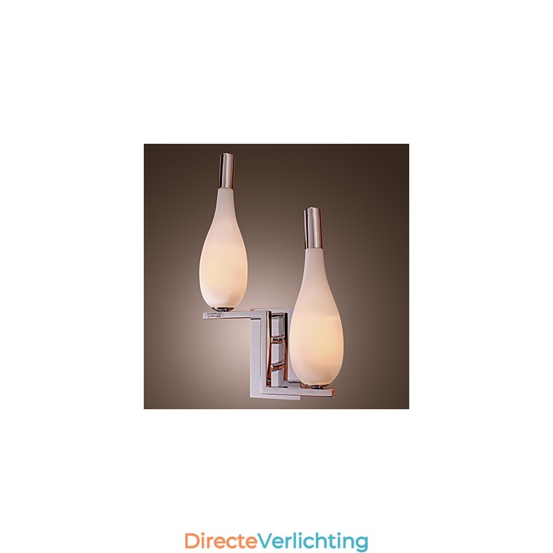 Kristallen wandlamp met 2 lampen in flesvormige kap