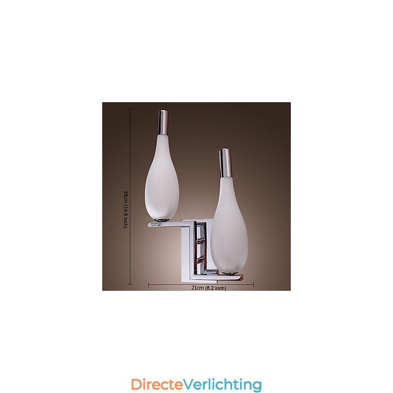 Kristallen wandlamp met 2 lampen in flesvormige kap