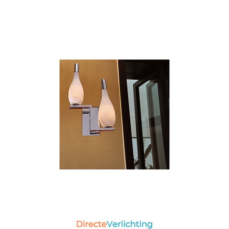 Kristallen wandlamp met 2 lampen in flesvormige kap