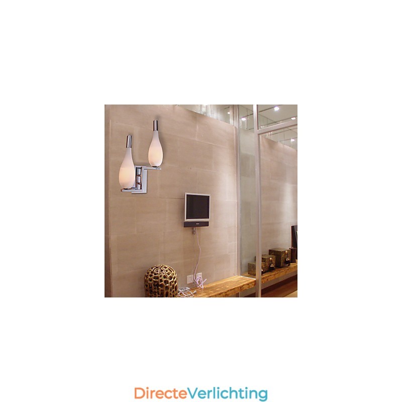 Kristallen wandlamp met 2 lampen in flesvormige kap