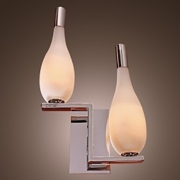 Kristallen wandlamp met 2 lampen in flesvormige kap
