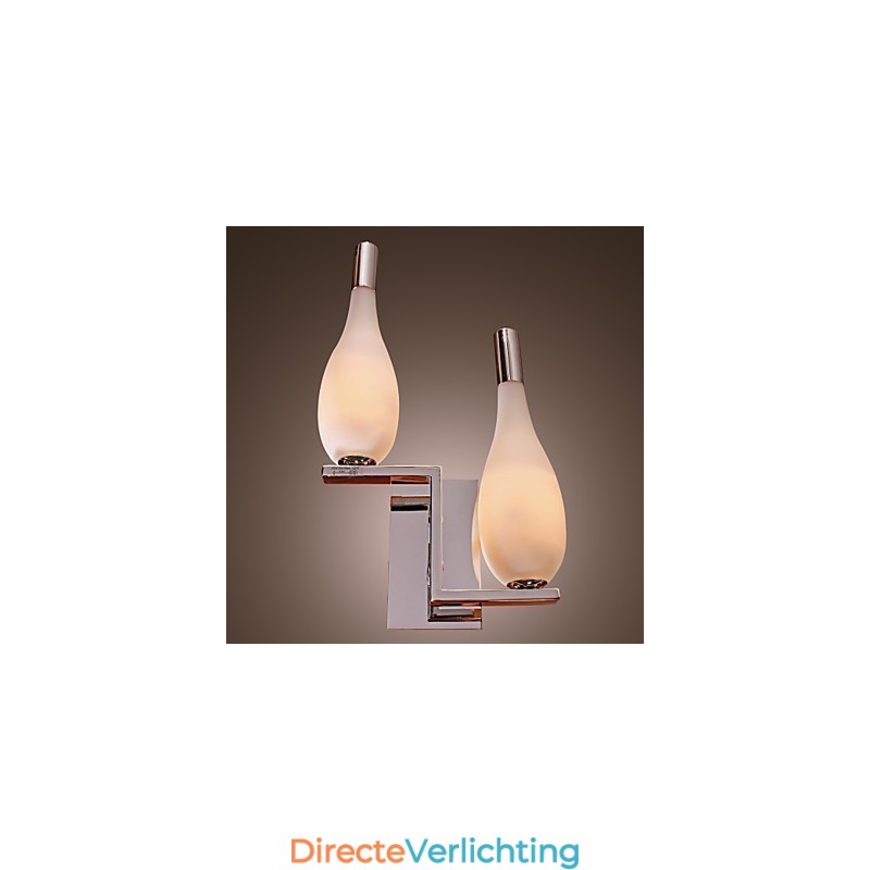 Kristallen wandlamp met 2 lampen in flesvormige kap
