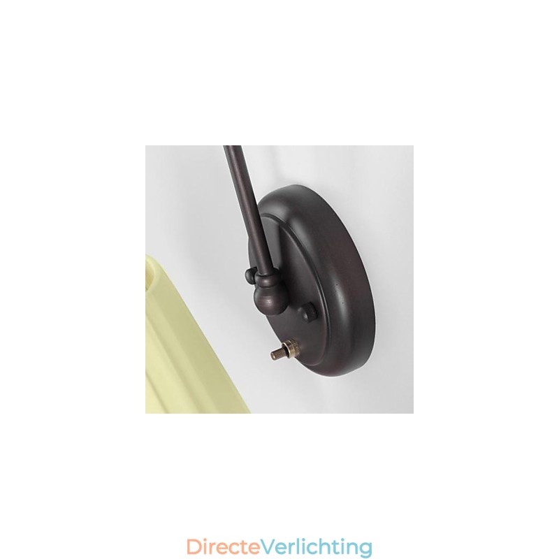 Wandlamp van ijzer met stoffen kap in 1 lamp