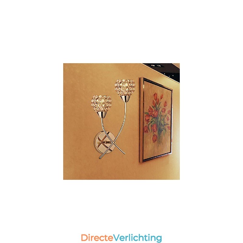 Kristal Gouden Wandlamp In 2 Lichten