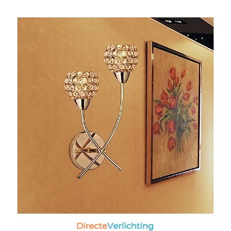 Kristal Gouden Wandlamp In 2 Lichten Kristal Gouden Wandlamp In 2 Lichten
