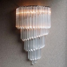 Wandlamp met chromen afwerking, kristallen glazen strips en 3 lampen