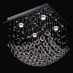 Elegante Chinese kristallen kroonluchter met 4 lampen en vlakke montage