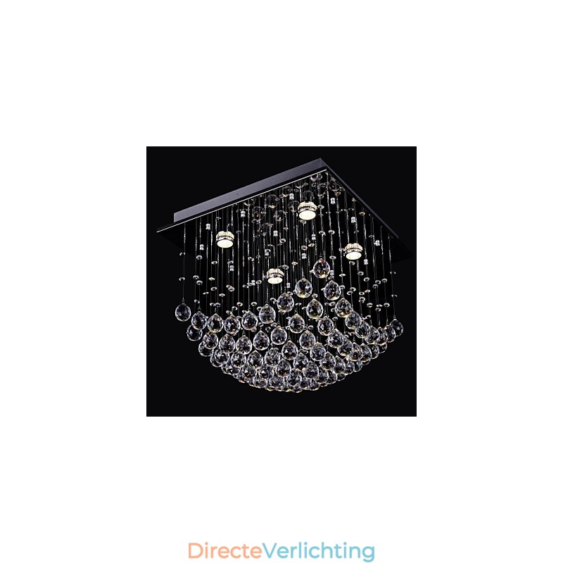 Elegante Chinese kristallen kroonluchter met 4 lampen en vlakke montage