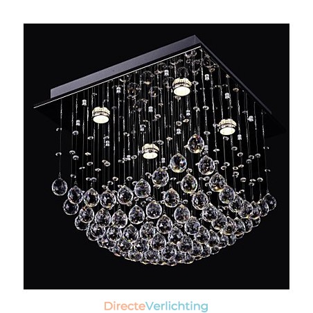 Elegante Chinese kristallen kroonluchter met 4 lampen en vlakke montage Elegante Chinese kristallen kroonluchter met 4 lampen en vlakke montage
