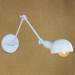 Witte dubbele festival wandlamp van smeedijzer met lange arm