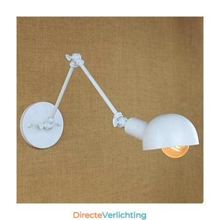 Witte dubbele festival wandlamp van smeedijzer met lange arm Witte dubbele festival wandlamp van smeedijzer met lange arm