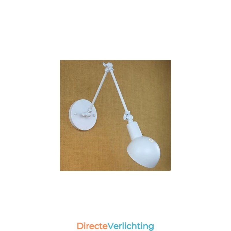 Witte dubbele festival wandlamp van smeedijzer met lange arm