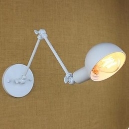 Witte dubbele festival wandlamp van smeedijzer met lange arm