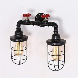 Vintage industriële pijp wandlampen zwarte creatieve verlichting restaurant café bar decoratie verlichting met 2 licht geverfde afwerking