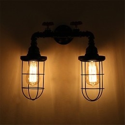 Vintage industriële pijp wandlampen zwarte creatieve verlichting restaurant café bar decoratie verlichting met 2 licht geverfde afwerking