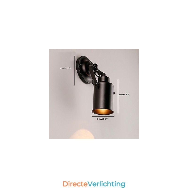 Vintage zwarte metalen loft wandlamp woonkamer eetkamer hal café bars bar wandlamp