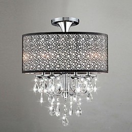 Moderne eigentijdse trommelkristal mini-stijl chromen kroonluchter