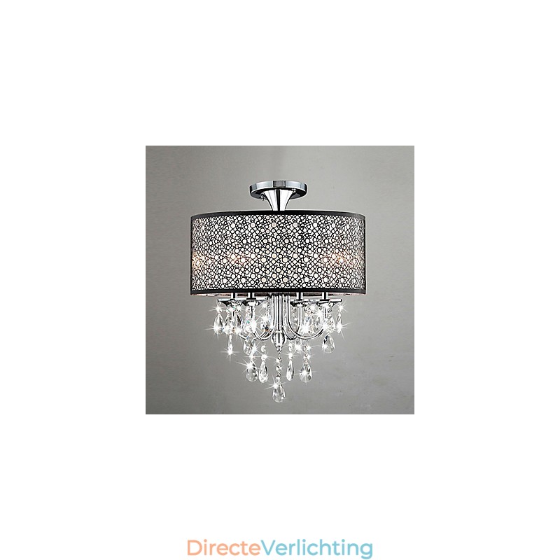 Moderne eigentijdse trommelkristal mini-stijl chromen kroonluchter