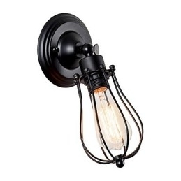 Vintage wandlamp industriële wandlamp zwarte metalen draadkooi wandlamp