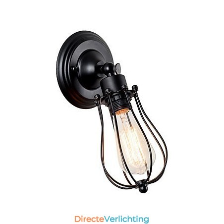 Vintage wandlamp industriële wandlamp zwarte metalen draadkooi wandlamp Vintage wandlamp industriële wandlamp zwarte metalen draadkooi wandlamp