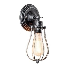Vintage wandlamp industriële wandlamp zwarte metalen draadkooi wandlamp