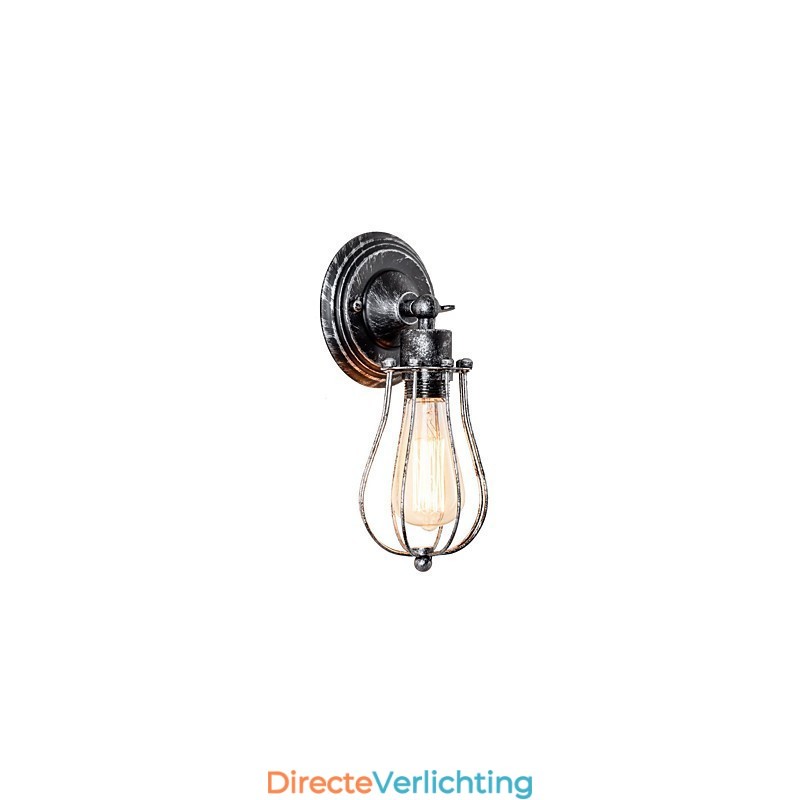 Vintage wandlamp industriële wandlamp zwarte metalen draadkooi wandlamp