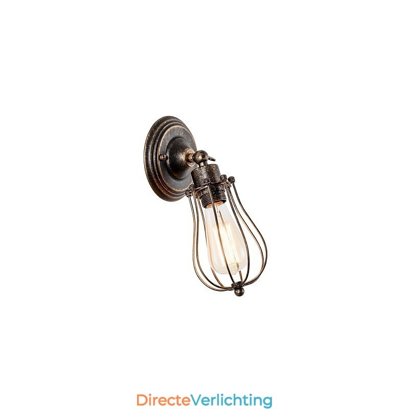 Vintage wandlamp industriële wandlamp zwarte metalen draadkooi wandlamp