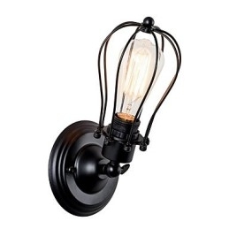 Vintage wandlamp industriële wandlamp zwarte metalen draadkooi wandlamp