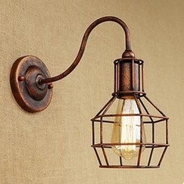 Iron Art Lange Arm Nostalgisch En Retro Creatief Karakter Roestkleur Studeerkamer Zitkamer Hoofd Van De Amerikaanse Wandlamp