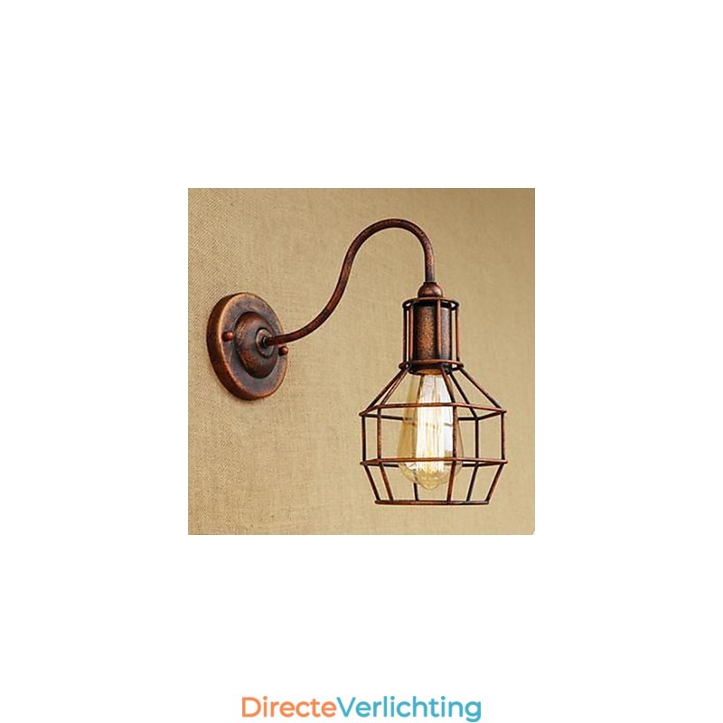 Iron Art Lange Arm Nostalgisch En Retro Creatief Karakter Roestkleur Studeerkamer Zitkamer Hoofd Van De Amerikaanse Wandlamp