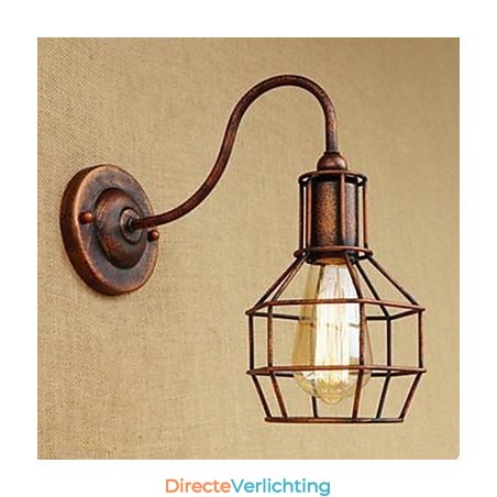 Iron Art Lange Arm Nostalgisch En Retro Creatief Karakter Roestkleur Studeerkamer Zitkamer Hoofd Van De Amerikaanse Wandlamp