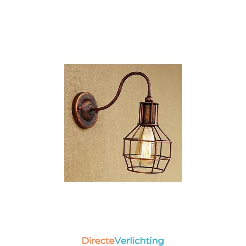 Iron Art Lange Arm Nostalgisch En Retro Creatief Karakter Roestkleur Studeerkamer Zitkamer Hoofd Van De Amerikaanse Wandlamp