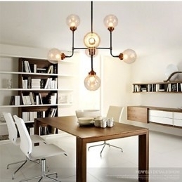 Moderne creatieve smeedijzeren kroonluchter die oude gebruiken herstelt Glazen bol Moleculaire magische bonen Hanglamp
