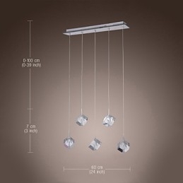 Moderne eigentijdse eiland kristal chromen hanglamp