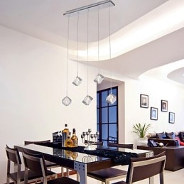 Moderne eigentijdse eiland kristal chromen hanglamp