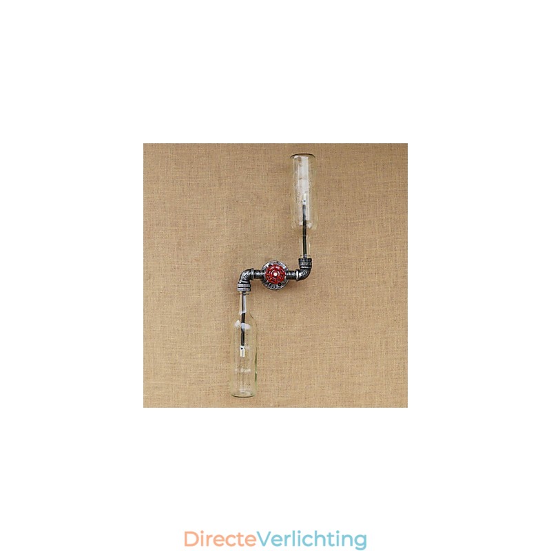 Smeedijzeren Loft De Flessenpijp Flessenwandlamp Plank