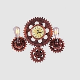 Vintage Industriële Wandlampen Hout Tandwiel Vorm Creatieve Draaibare Verlichting Restaurant Café Bar Decoratieverlichting