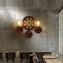 Vintage Industriële Wandlampen Hout Tandwiel Vorm Creatieve Draaibare Verlichting Restaurant Café Bar Decoratieverlichting