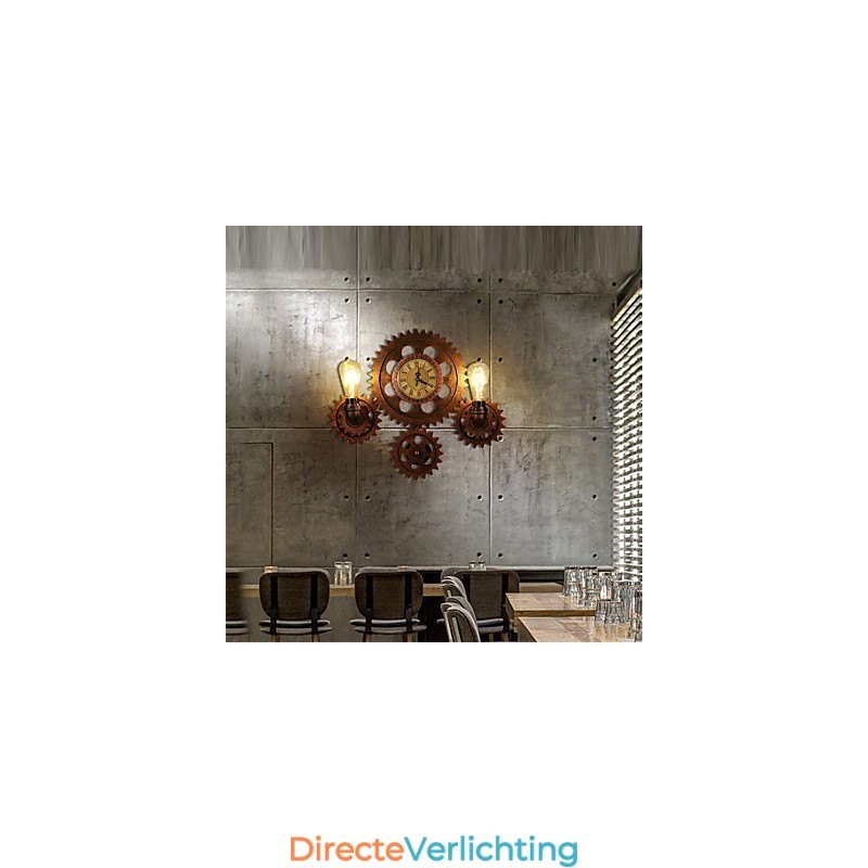 Vintage Industriële Wandlampen Hout Tandwiel Vorm Creatieve Draaibare Verlichting Restaurant Café Bar Decoratieverlichting