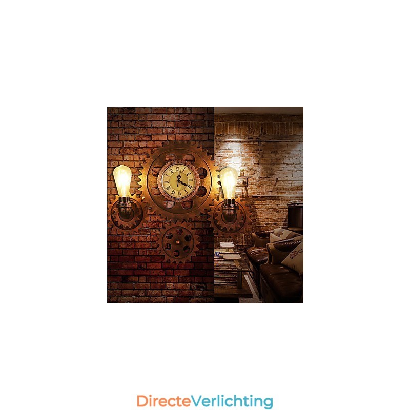 Vintage Industriële Wandlampen Hout Tandwiel Vorm Creatieve Draaibare Verlichting Restaurant Café Bar Decoratieverlichting