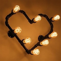 Vintage Waterpijp Liefdevol Hart Creatieve Wandlampen Industrieel Woonkamer Restaurant Bars Café Decoratie Wandlampen