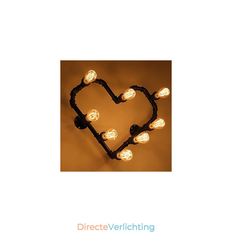 Vintage Waterpijp Liefdevol Hart Creatieve Wandlampen Industrieel Woonkamer Restaurant Bars Café Decoratie Wandlampen