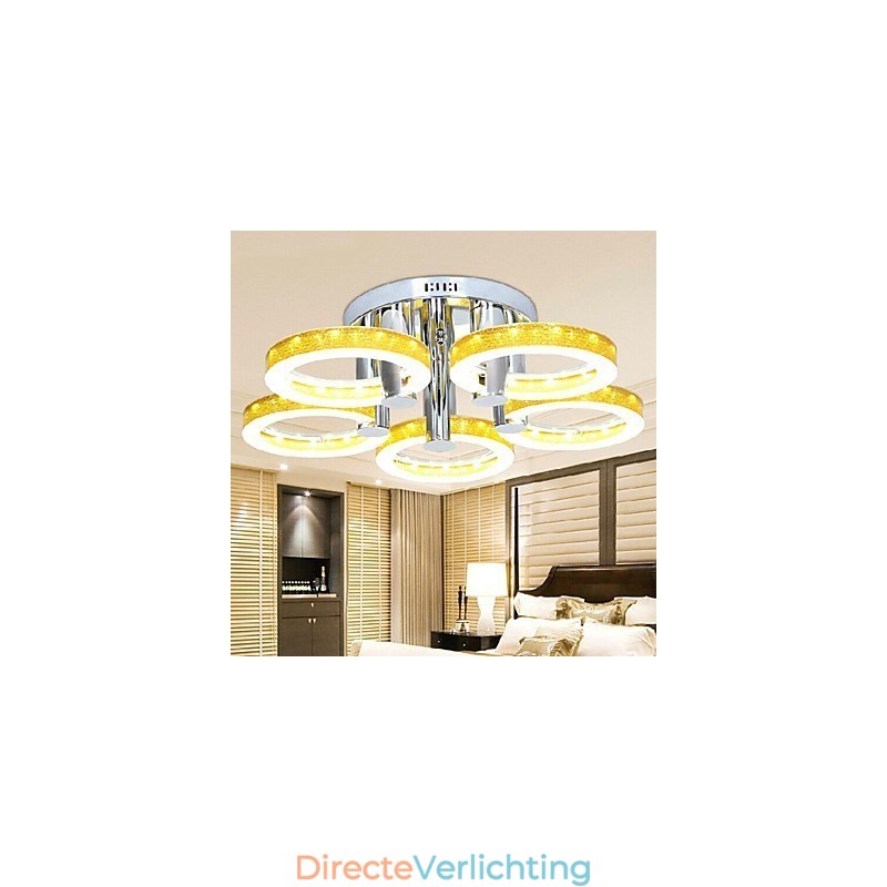 Eenvoudige kroonluchter van acryl met 5 lampen (chroomafwerking)