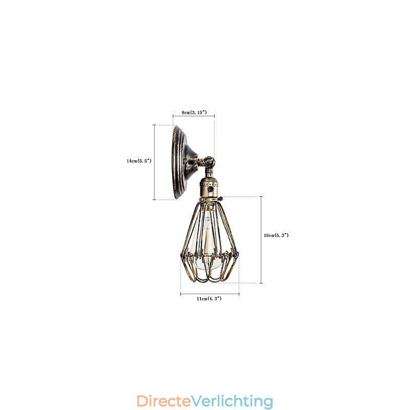 Wandlampen Vintage Indoor Hoek Verstelbare Metalen Wandlamp Retro Draadkooi Wandlamp