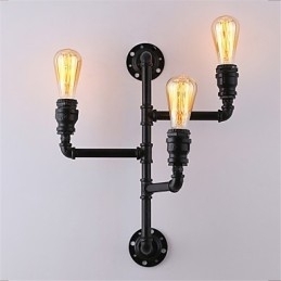 Vintage industriële pijp wandlampen zwarte creatieve verlichting restaurant café bar decoratieve verlichting met 3 lichts geverfde afwerking