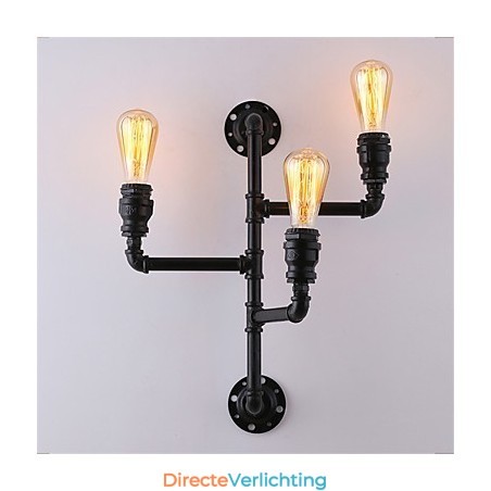 Vintage industriële pijp wandlampen zwarte creatieve verlichting restaurant café bar decoratieve verlichting met 3 lichts geverfde afwerking Vintage industriële pijp wandlampen zwarte creatieve verlichting restaurant café bar decoratieve verlichting met 3 lichts geverfde afwerking