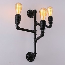 Vintage industriële pijp wandlampen zwarte creatieve verlichting restaurant café bar decoratieve verlichting met 3 lichts geverfde afwerking